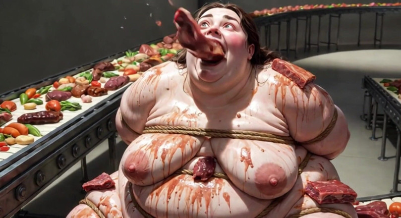YOUR BEST FANTASY: Humiliated BBW Slave Tied and Stuffing Her Belly Deep