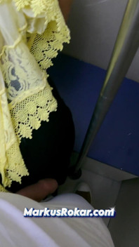 Secret Dick Stuck Under Dress in Subway | Unknown Man Petting Arabic Wife and She Liked!