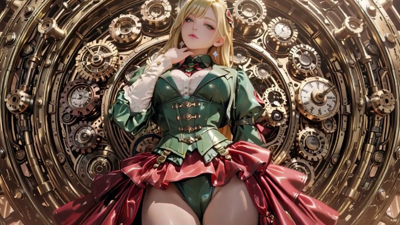 Seraphina Vale: Steampunk Blonde Secretary! Lazy Poses Amidst Giant Gears