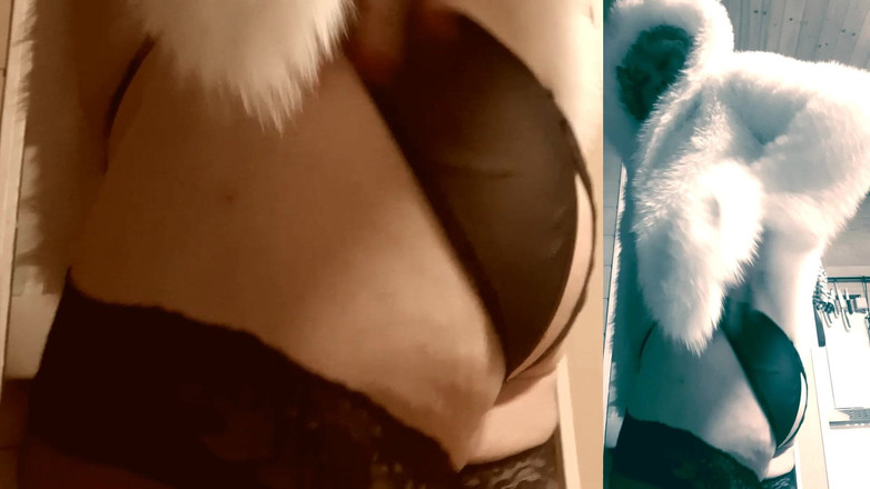 Trans fur bitch: Retro Transfurlady Pokazuje cycki i Hard Cock and Cums