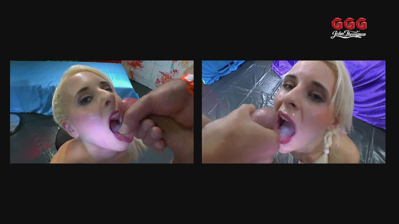 German Hardcore Gangbang: 인종 간 갱뱅과 부카케에 들어가는 겸둥이 금발