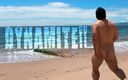 Studio gumption: Genç kaslı adam plajda mastürbasyon