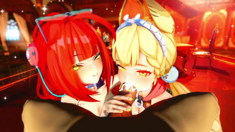 NSFWOtaku: Zenless Zone Zero - FFM Yuzuha และ Alice แลกควยและผลัดกันขี่ - แอนิเมชั่นเฮนไต 3 มิติ