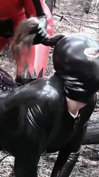 Latex Fetish Play with Rubber Doll