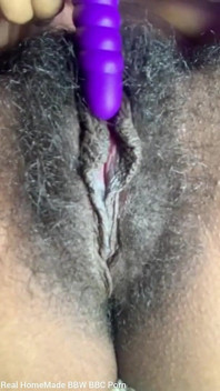 Close up Stimulating My Big Clit Hairy Pussy Creaming