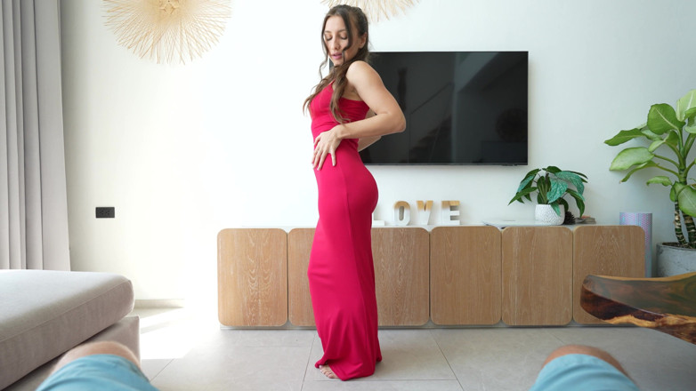 Kriss Kiss: Deep Blowjob and Swallow Cum Hot GF in Red Dress