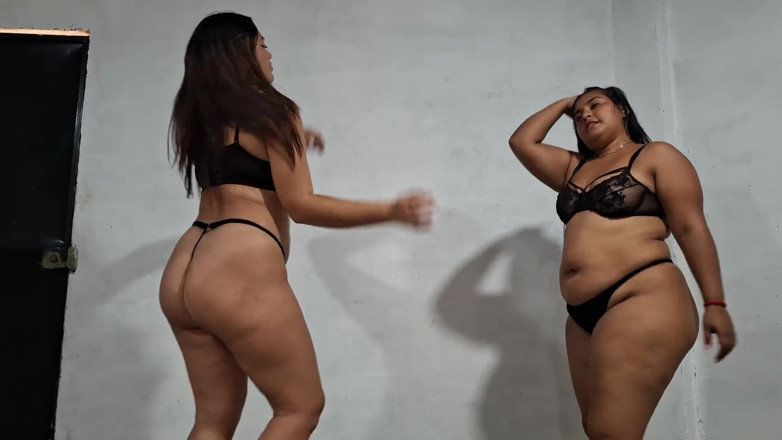 SugarPose: Two Big Ass Latina Girls Strip and Dance Together