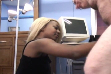 Radical Interracial: Blonde ebony girl blowing old man's dick and getting jizzed...