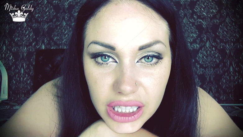 Goddess Misha Goldy: Cum all over my face clip with cum countdown!