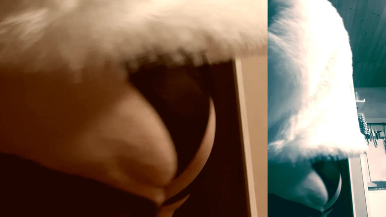 Trans fur bitch: Retro Transfurlady menunjukkan tetek dan zakar keras dan air mani