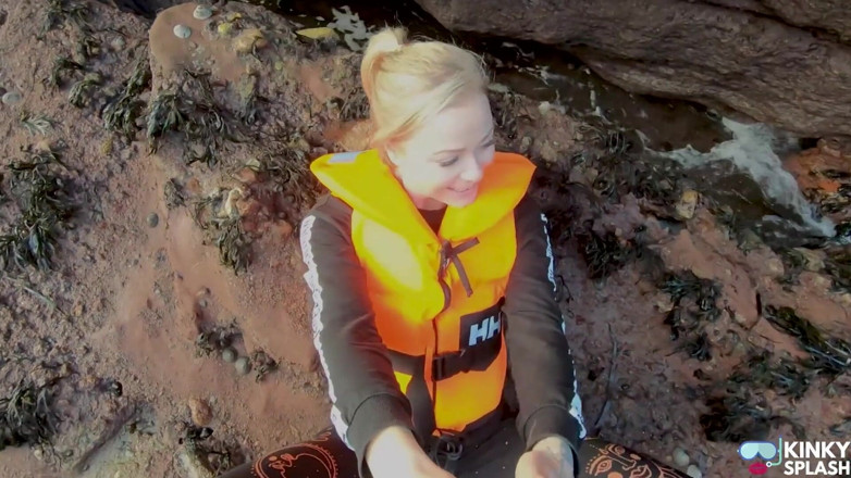 UKCuteGirl Lucy Lauren: Bright Orange Helly Hansen Life Jacket Strap Play