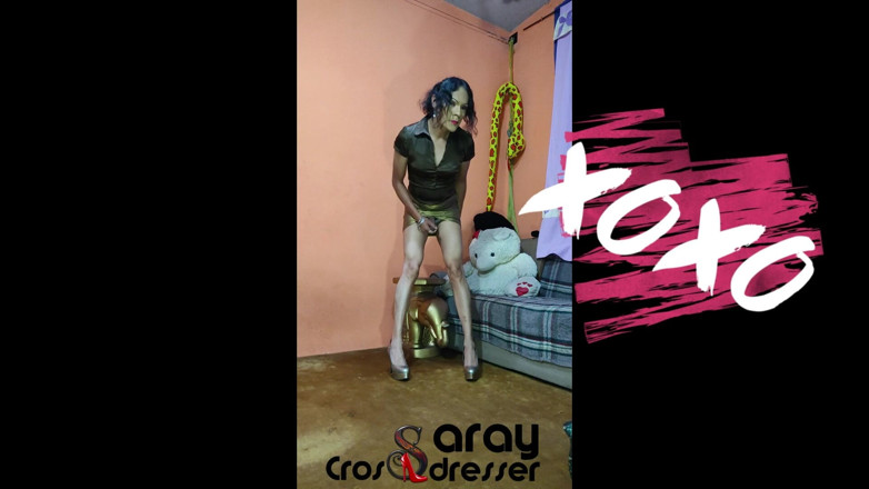 Saray Isis Amay: Shemale with a Vinyl Skirt Cums