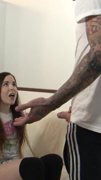 Tattooed brunette Amber Nevada fucked by a big cock from Luke Hotrod