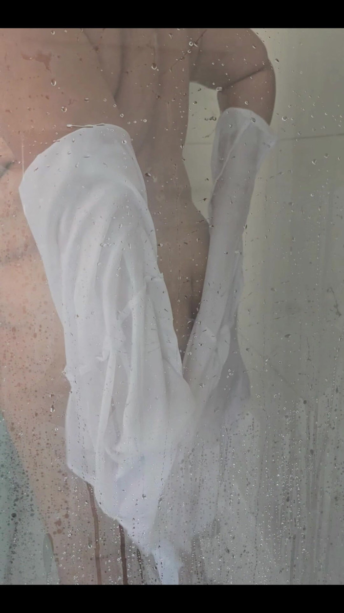 Slutty Ms B: White Satin Blouse Shower