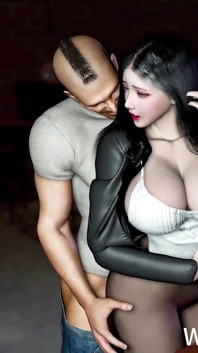 3D peituda puta asiática milf traindo com grande pau estranho