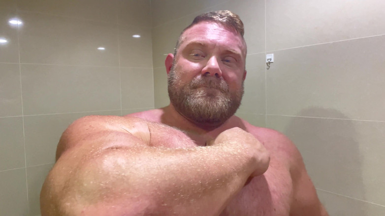 Jack stacked: Flexing in the Bathroom After the Gym!