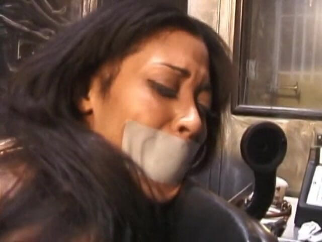 Vintage Fetish: Ebony babe gets whipped while gagged and bound
