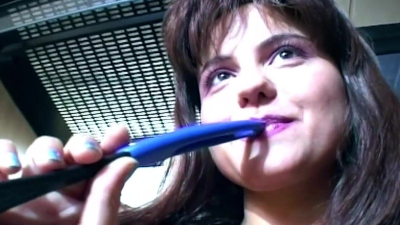 German bitch hunter: Kitchen Anal Dildo Stretch with Self-sucking Sloppy Tits