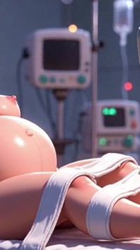 Safada médica chupando dedos de pacientes grávidas em cirurgia