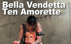 Picticon bondage and fetish: Bella Vendetta & Ten Amorette Femdom bondage bič strapon