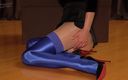 Shiny teens: 783 Shiny Spandex Blue Stockings