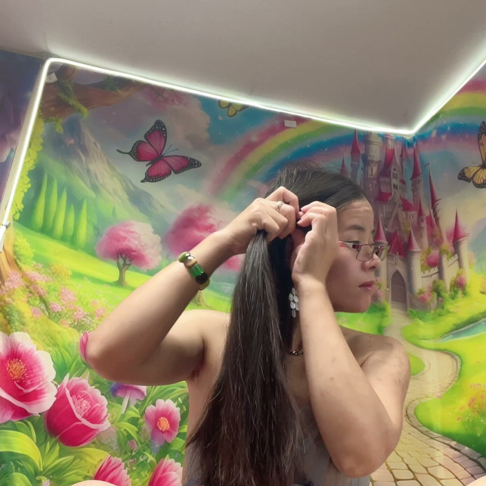 sweethanajapanese: Nice Hair Black Sexy Tit Show