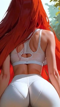 오지는 요가 바지 카멜토 클로즈업! 큰 빨간 머리 댄스