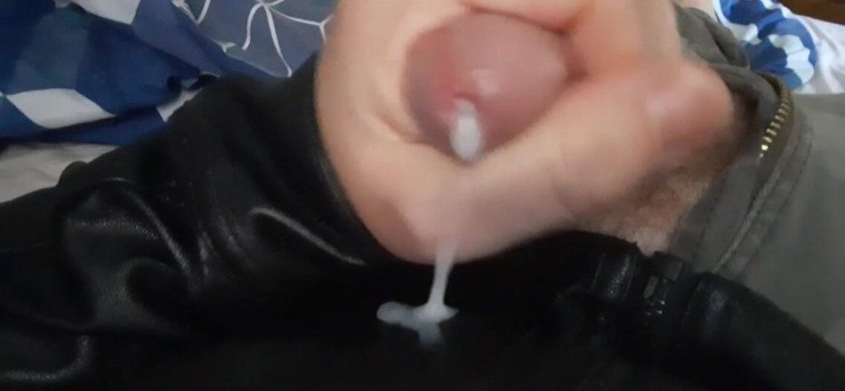 Rusty Sunnybrook: Cum in a black leather jacket