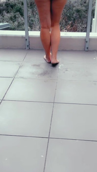 Wifey Flashing Ont He Exclusive Hotel Balcony