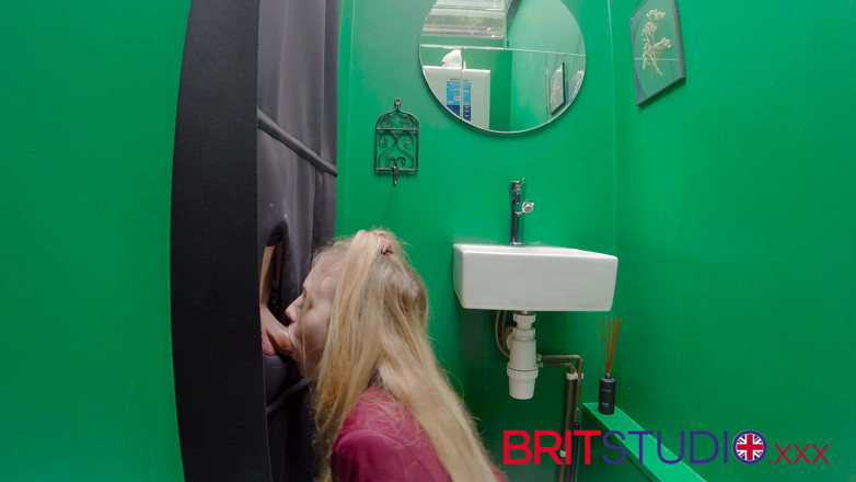 Brit Studio: Gloryhole: 18 year old college girl sucks cock