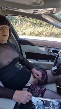 Mature Crossdressing Sissy Slut Driving Fully Exposed