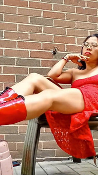 Cizme înalte retro până la genunchi roșu - Boot Show vol 2