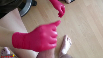 Sutho69: Glove job w/ cum on mask