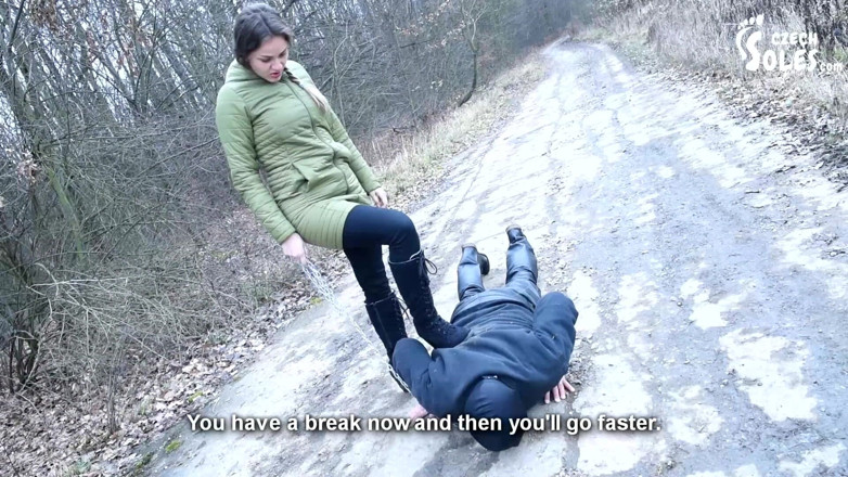 Czech Soles - foot fetish content: Walking the doggy in the cold - boots worship
