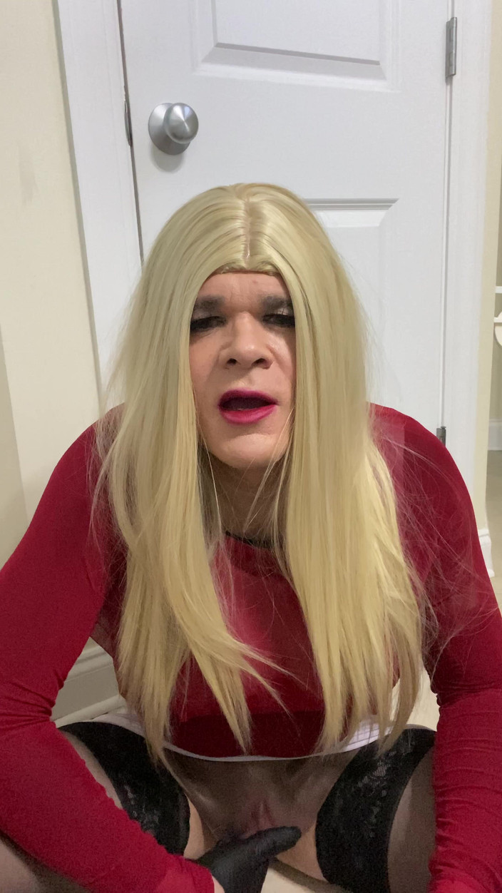 MadisonCD2025: Sexy Crossdresser Trans Female Wearing a Fake Toy Pussy Teases...