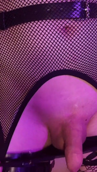 Crossdresser in Fishnet Cum All Over
