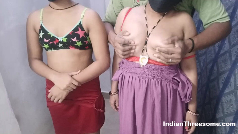 Real Indian Threesome: Mature Indian Wife and Husband Group Sex with Desi Teen...