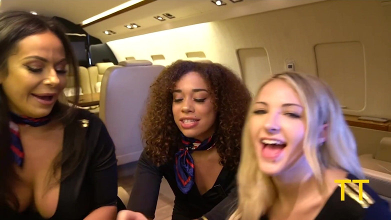 Teddy Tarantino: Triple BJ by Horny Pj Flight Attendants Kiki, Willow &amp; Emma