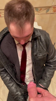 Office Boy in Suit Get Pissing