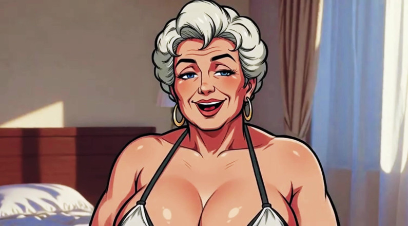 AI Porn: Ai oma, tiefes dekolleté, necken, nahaufnahmen