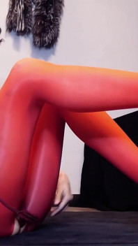Goddess Galattica’s Red Shiny Pantyhose Worship