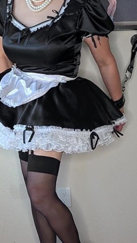 Sissy Maid Gets Dressed, Cuffed and Locked and Rides Her Doll