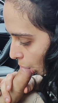 Blowjob in a Car Nerdy Girl Cum in Mouth Rainy Day