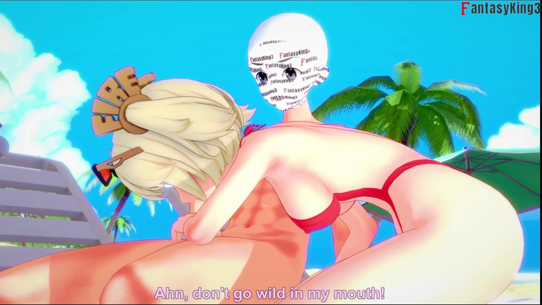 Fantasy king: Burnice, bikini, pipe sur la plage - 1 - Zenless Zone Zero (zzz)