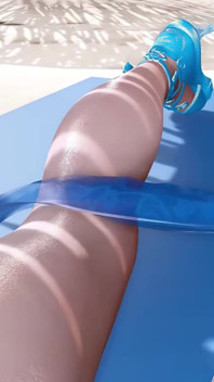 3D fofa magrinha puta asiática prostituta fodida com tanta força na praia