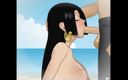 Hentai produce: Boa hancock erleichtert, einen großen schwanz tief in ihren hals...