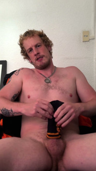 Christian Hunter Pit Sniffs, Nipple and Feet Plays, and Jerks His Thick Cut Cock with His Sweaty Socks
