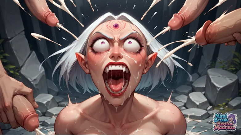 Mind Break Hentai Madness: Orgasmus ve stříkání na mléko: mysl bohyně bílých elfů zlomí...