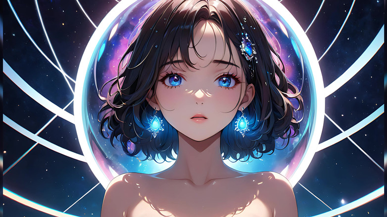 LustRender: Voidgazer: một phụ nữ trẻ xinh đẹp với tàn nhang cosmic...