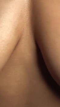 Great Close up View to Her Big Natural Tits and His Big Veiny Cock Making Him a Delicious Handjob Cumming in Her Boobs